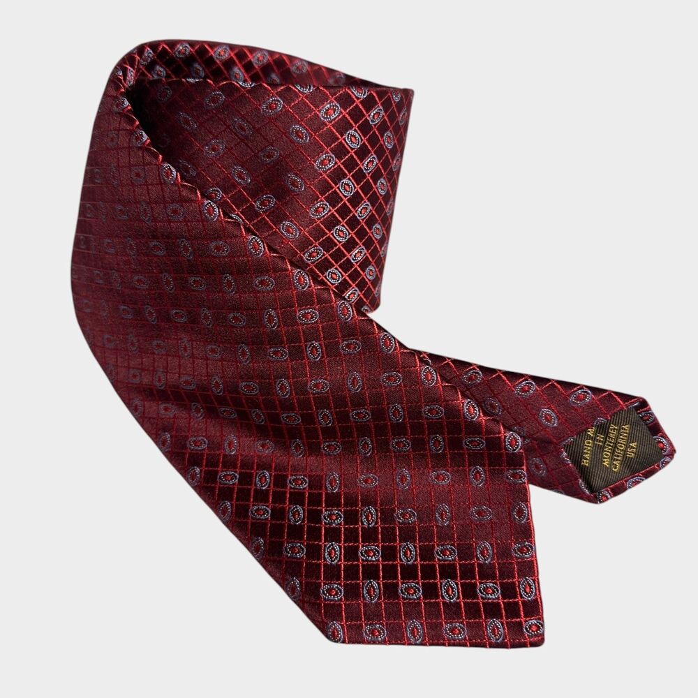 ROBERT TALBOTT Silk Tie Geometric/Polka dot 100% Silk Necktie Red/Blue NWOT